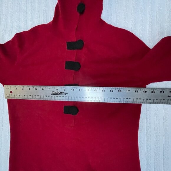 El Daws Womens Pure Cashmere Sweater Small Long Sleeve Button High Collar Red - Picture 7 of 9